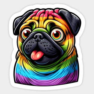 surprised gay pug dog rainbow Sticker